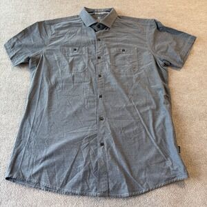 Kuhl Styk Button Tapered Fit Shirt Men Gray Nylon Blend Short Sleeve Large #7222